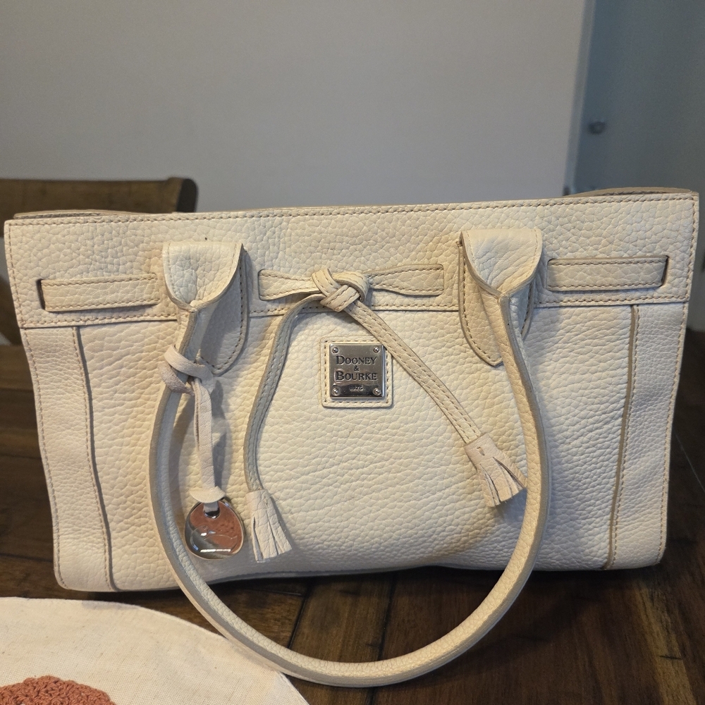 Dooney & Bourke East West Tassel Purse Cream Leather